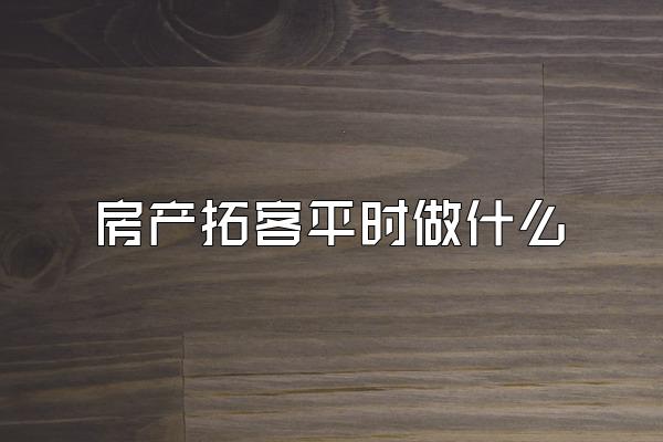 房产拓客平时做什么