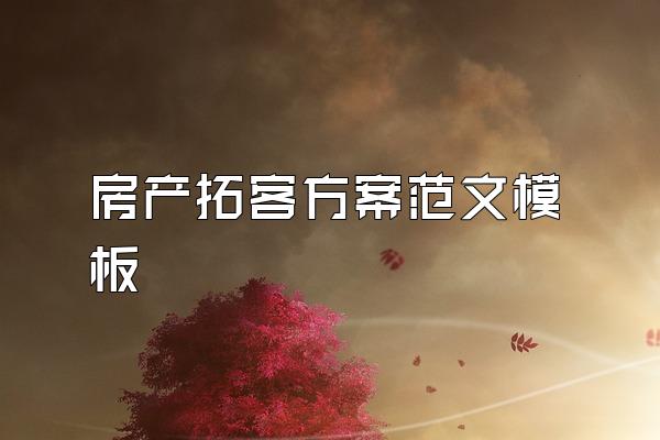 房产拓客方案范文模板