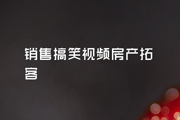 销售搞笑视频房产拓客