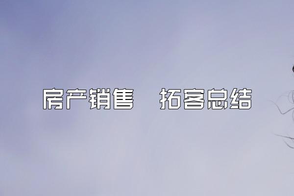 房产销售  拓客总结