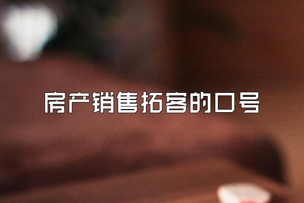 房产销售拓客的口号