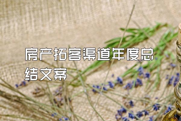 房产拓客渠道年度总结文案