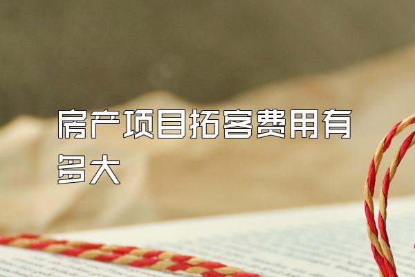 房产项目拓客费用有多大