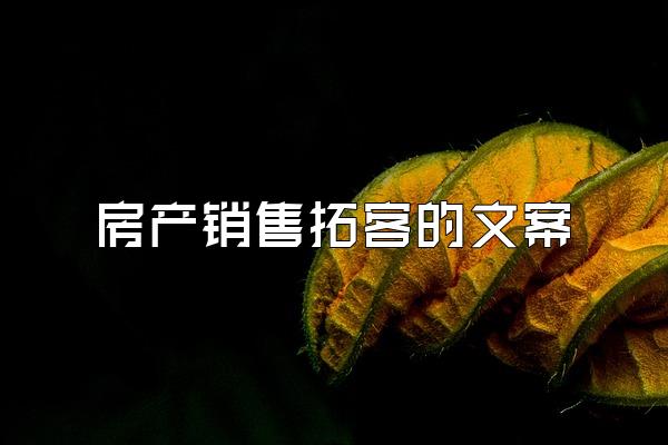 房产销售拓客的文案