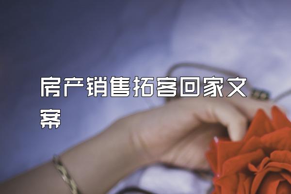 房产销售拓客回家文案