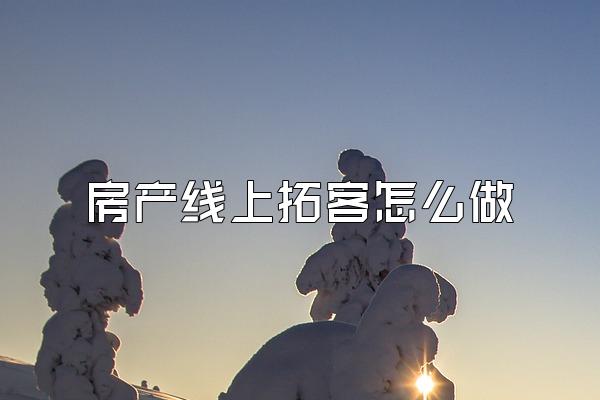 房产线上拓客怎么做