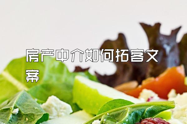 房产中介如何拓客文案