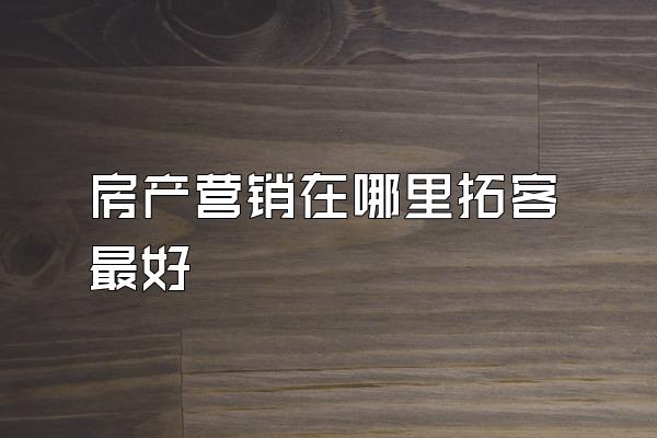 房产营销在哪里拓客最好