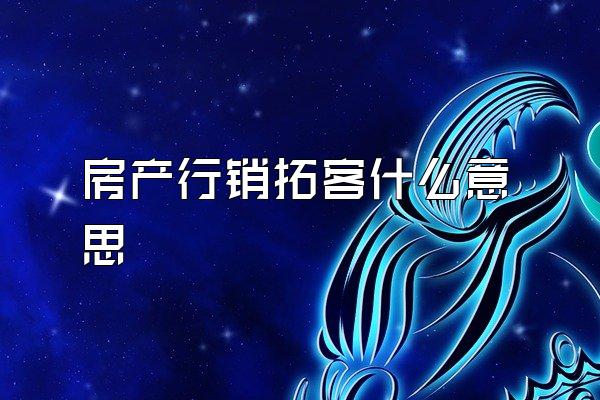 房产行销拓客什么意思