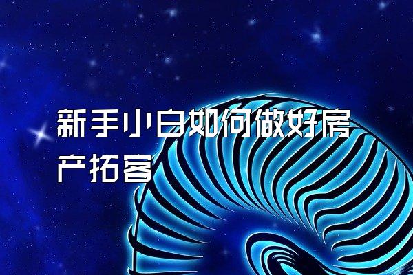 新手小白如何做好房产拓客