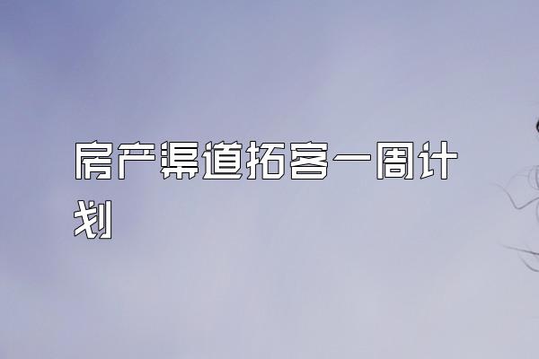 房产渠道拓客一周计划