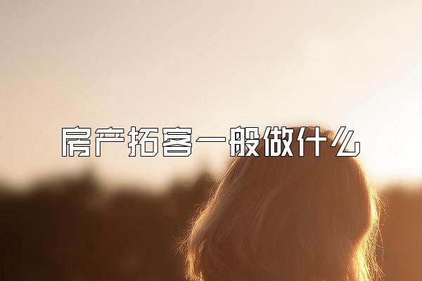 房产拓客一般做什么