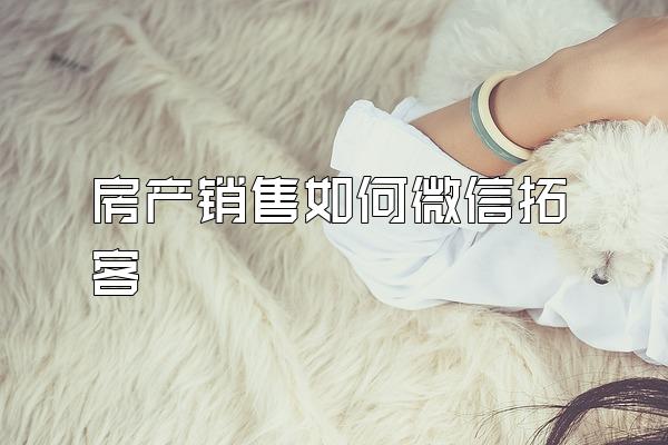 房产销售如何微信拓客